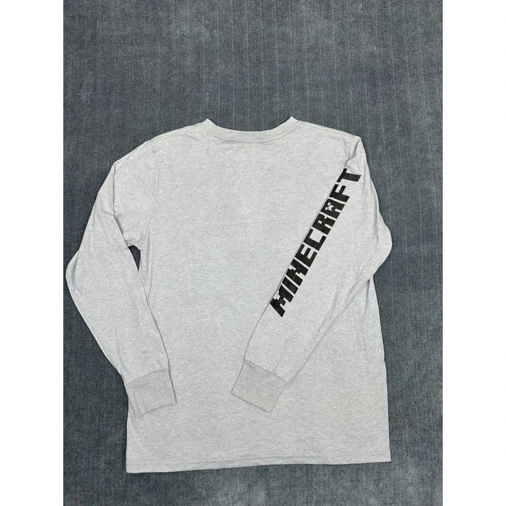 Minecraft Boys XL 18/20‎ Gray Long Sleeve Creeper Graphic Tee Shirt Mojang NWT